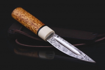 Якутский нож малый "БЫHЫЧЧА" кованая 95х18. Рукоять карельская береза.